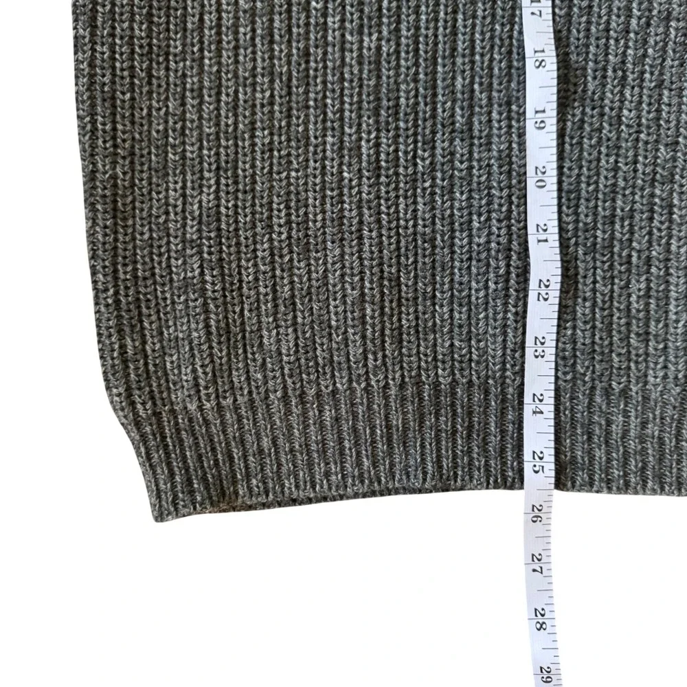 Eddie‎ Bauer Sweater Mens Large Gray Rib Knit Henley Cotton Pullover Heavy Knit